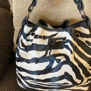 Zebra striped black and white purse shoulder bag